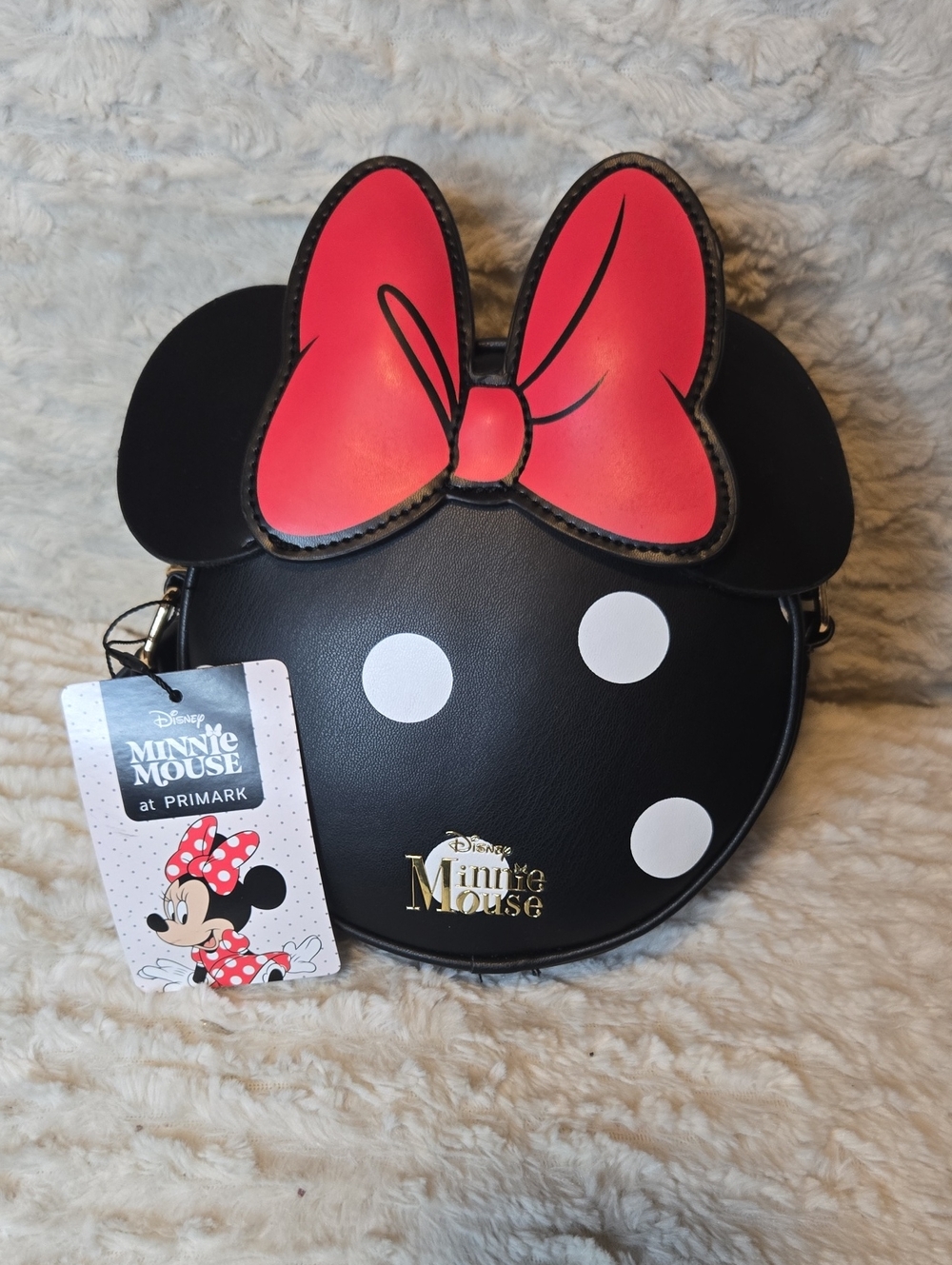 Disney Minnie Mouse Kids Black Bag with Red Bow and White Polka Dots